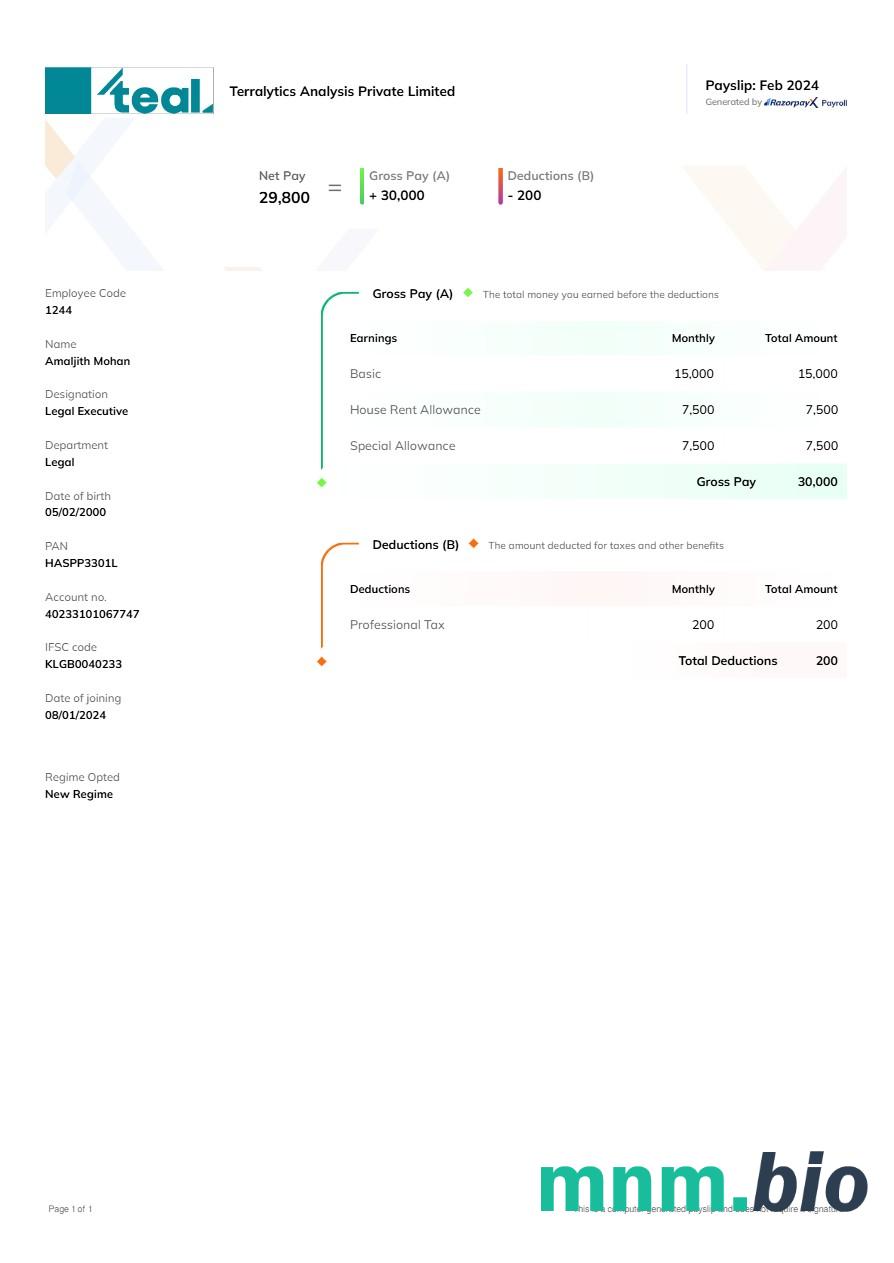 Szablon payslip analizy Terralytics w formatach Word i PDF